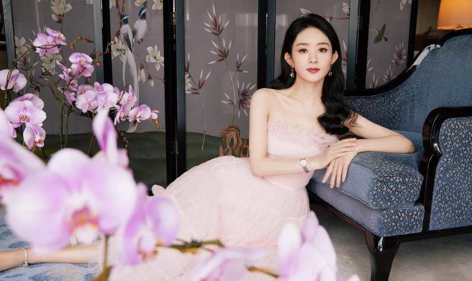 赵穿着粉色的纱裙,真的很漂亮,像是从画中走出来的美人。