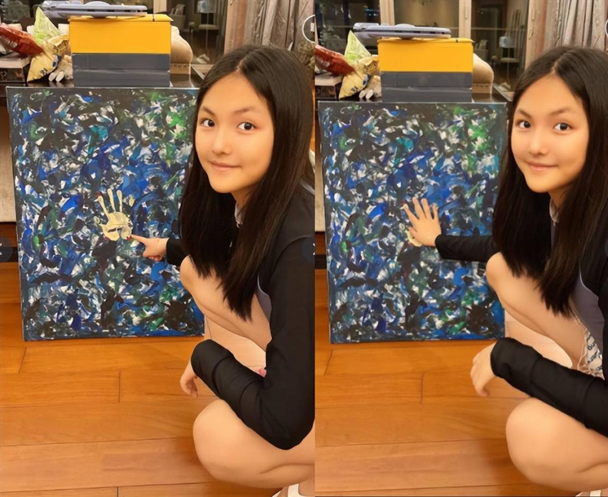 李想沉浸在女儿的新画中。王诗龄变瘦后,她妈妈叫她小美人。她因其才华和美貌而受到称赞。