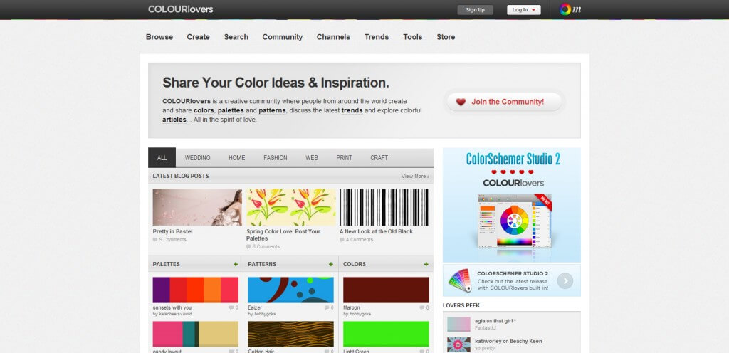 Colourlovers Colourlovers官网:设计师色彩分享交流社区