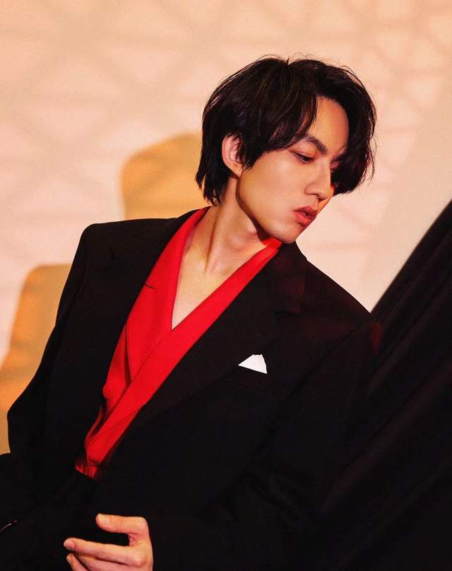 35岁的林宥嘉拍照帅气，下巴尖得像锋利的匕首。粉丝担心她太瘦不健康。