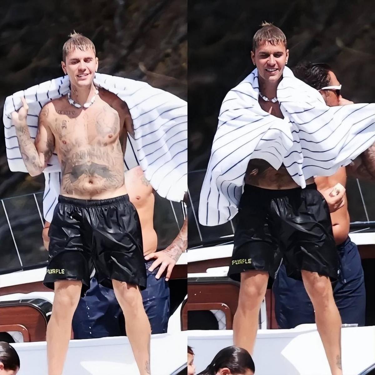 贾斯汀比伯直直地看着他心爱的妻子!李海在湖中央,显示出一个强壮的身影,深爱着她的丈夫。