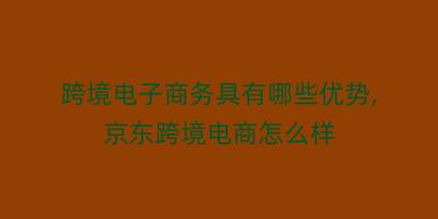 跨境电子商务具有哪些优势,京东跨境电商怎么样