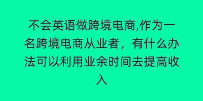 不会英语做跨境电商,作为一名跨境电商从业者，有什么办法可以利用业余时间去提高收入