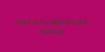 不懂外语可以做跨境电商吗,推荐视频