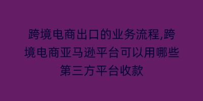 跨境电商出口的业务流程,跨境电商亚马逊平台可以用哪些第三方平台收款