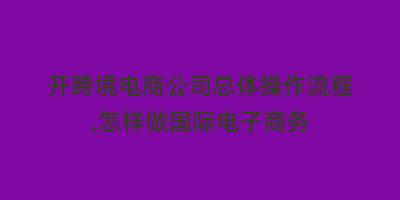 开跨境电商公司总体操作流程,怎样做国际电子商务