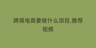 跨境电商要做什么项目,推荐视频