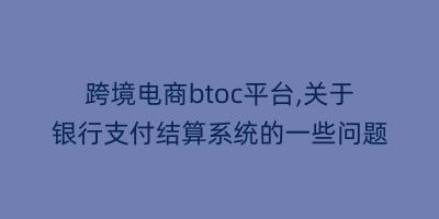 跨境电商btoc平台,关于银行支付结算系统的一些问题