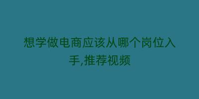 想学做电商应该从哪个岗位入手,推荐视频
