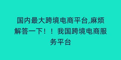 国内最大跨境电商平台,麻烦解答一下！！我国跨境电商服务平台