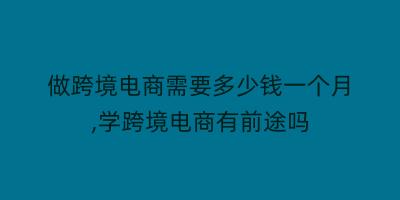 做跨境电商需要多少钱一个月,学跨境电商有前途吗