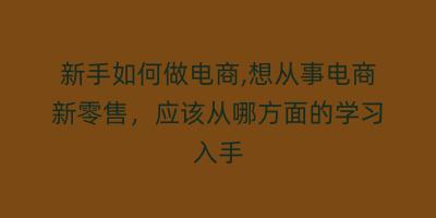 新手如何做电商,想从事电商新零售，应该从哪方面的学习入手