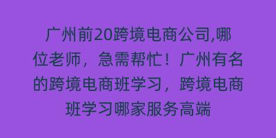 广州前20跨境电商公司,哪位老师,急需帮忙!广州有名的跨境电商班学习,跨境电商班学习哪家服务高端