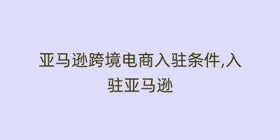 亚马逊跨境电商入驻条件,入驻亚马逊