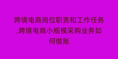 跨境电商岗位职责和工作任务,跨境电商小规模采购业务如何做账
