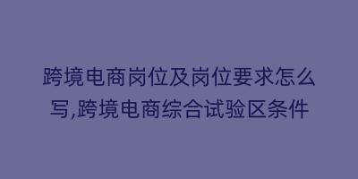 跨境电商岗位及岗位要求怎么写,跨境电商综合试验区条件