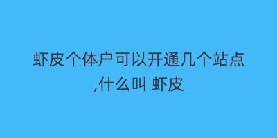 虾皮个体户可以开通几个站点,什么叫 虾皮