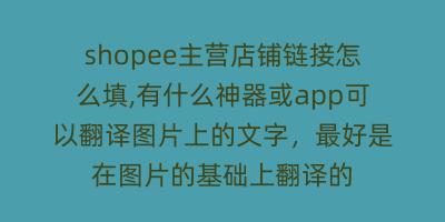 shopee主营店铺链接怎么填,有什么神器或app可以翻译图片上的文字，最好是在图片的基础上翻译的
