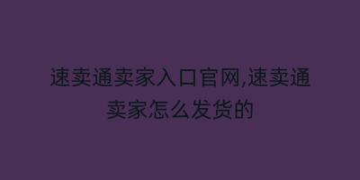 速卖通卖家入口官网,速卖通卖家怎么发货的