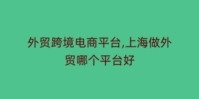 外贸跨境电商平台,上海做外贸哪个平台好