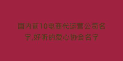 国内前10电商代运营公司名字,好听的爱心协会名字