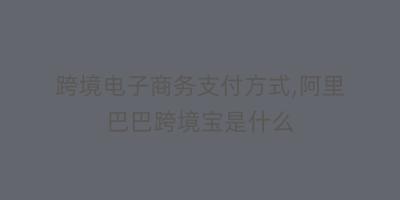 跨境电子商务支付方式,阿里巴巴跨境宝是什么